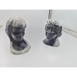 Vintage 1960s Frank Schirman Hawaiian Figures Kapiolani Made With Black Coral